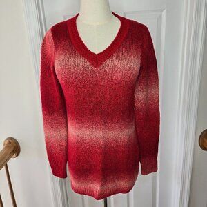 White Stag Red Ombre V-Neck Women's Sweater Size M 8-10